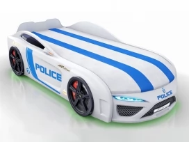 Кровать-машина с матрасом Berton Big Police белая
