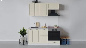 Кухонный гарнитур «Бьянка» длиной 160 см со шкафом НБ (Белый/Дуб ваниль)