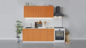 Кухонный гарнитур «Весна» длиной 180 см (Белый/Оранж глянец)