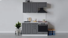 Кухонный гарнитур «Лина» длиной 160 см со шкафом НБ (Белый/Графит)