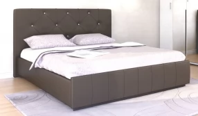 Кровать Лина без основания Экокожа, 180х200 (коричневая)