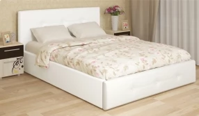 Кровать Линда с подъёмным механизмом Экокожа, 160х200 (Белая)