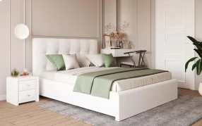 Кровать Монако Экокожа, 140х200, Nice White, Nice White