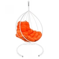 Подвесное кресло M-GROUP капля без ротанга белое, оранжевая подушка