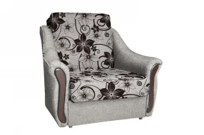 Кресло-кровать Виктория (аккордеон) Цветок крупный коричневый, рогожка бежевая, рогожка