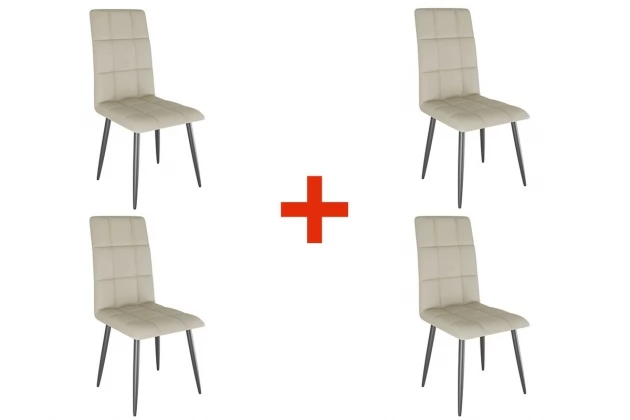 Набор стульев Турин (4 шт.) (светло-серый (экокожа)/черный)